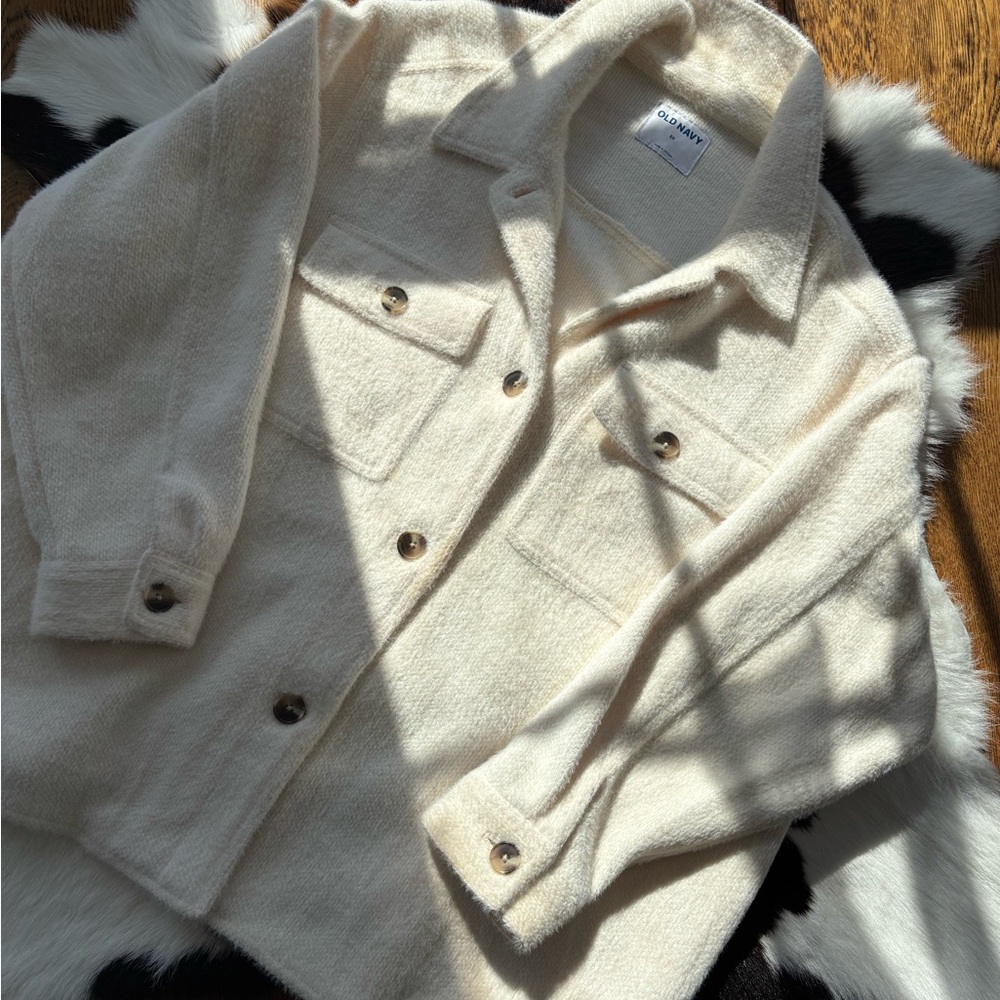 Old Navy Off-White Fleece Jacket
